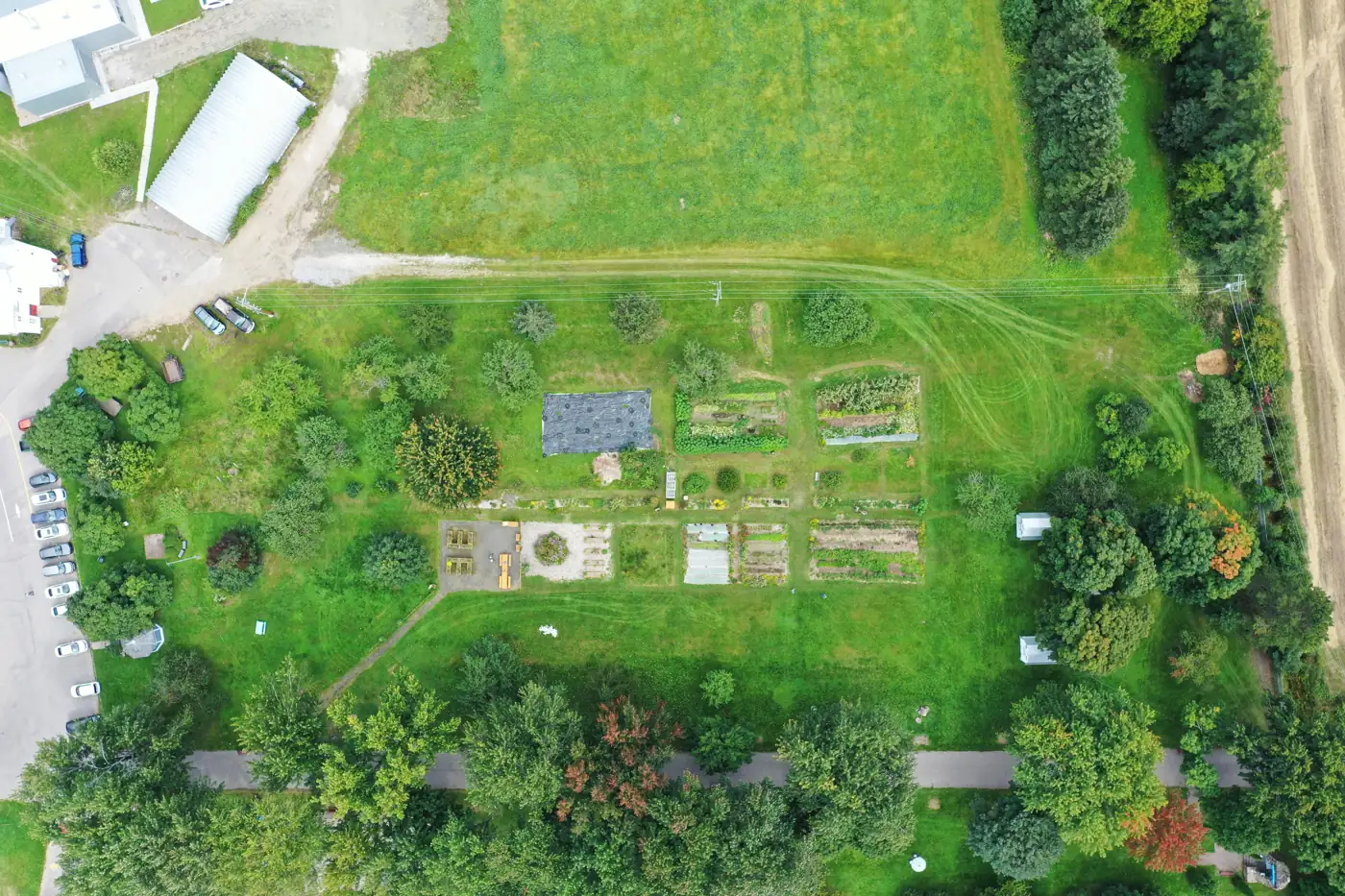 Vue aérienne à la verticale du jardin, 2024